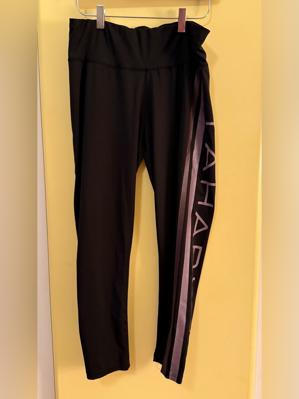 Tahari Black Leggings with Pink Side Stripe